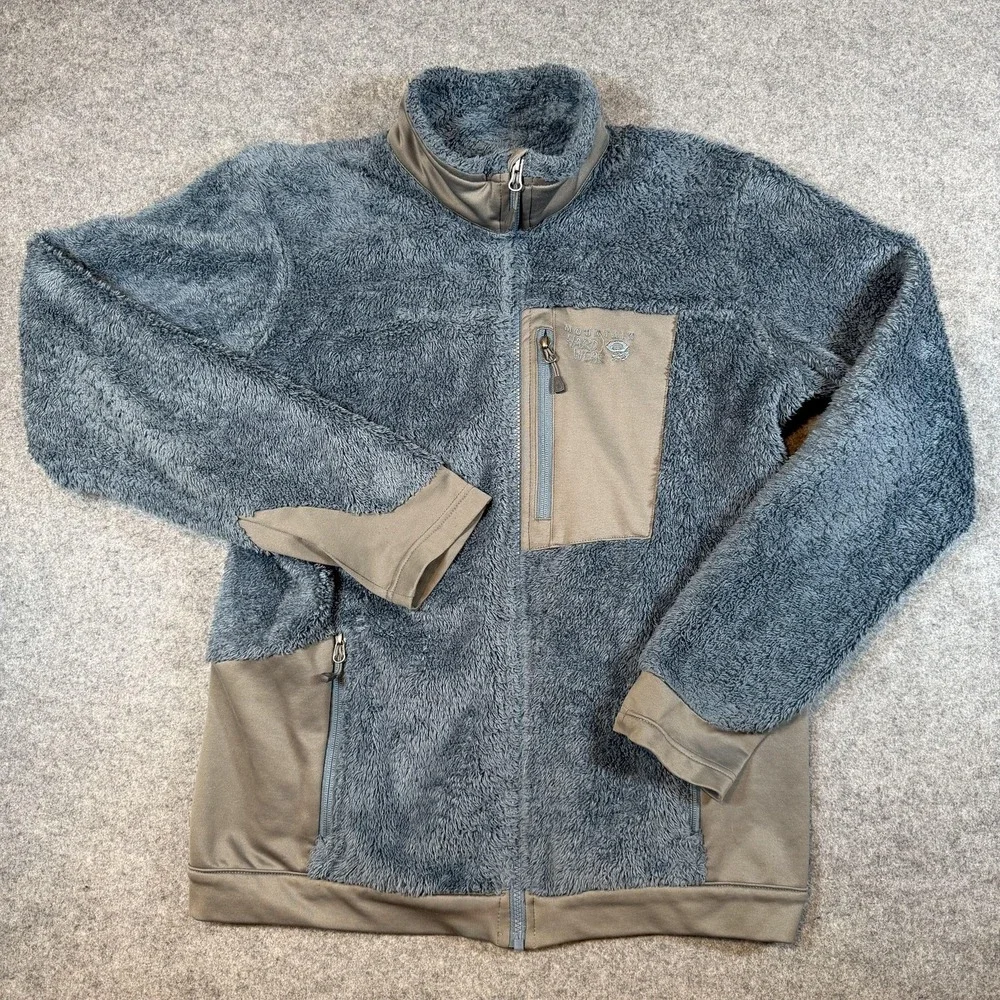 Mountain Hardwear Jacket Mens Medium Gray High Pile Fleece Full Zip OM6912